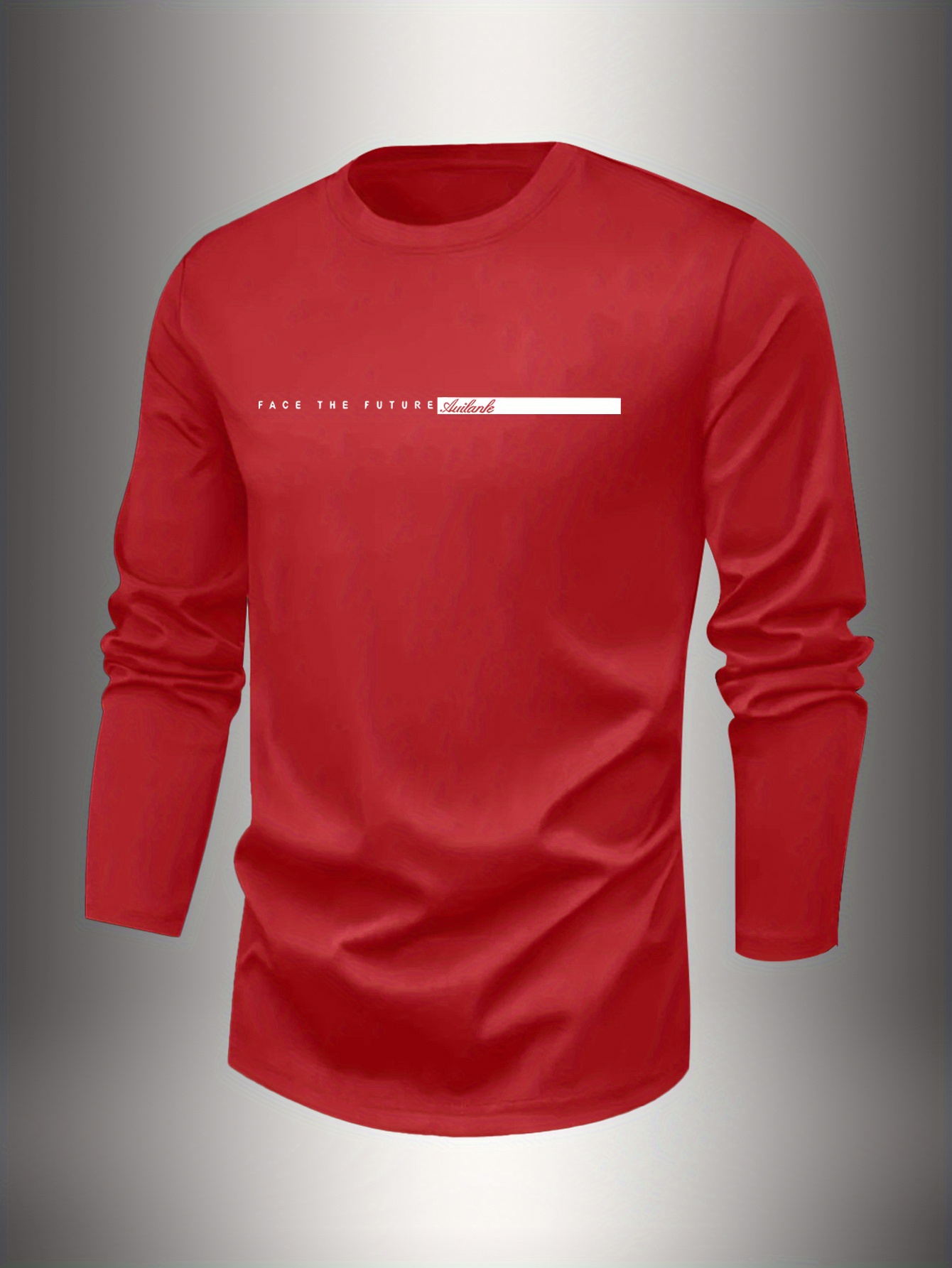 Undershirt Crew Neck - 100%コットン メンズ クルーネック 長袖Tシャツ ルーズフィット プラスサイズ