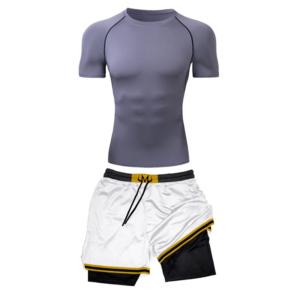 メンズフィットネスコンプレッションTシャツ＆3Dプリントワー - Compression Shorts Athletes のレビューと価格
