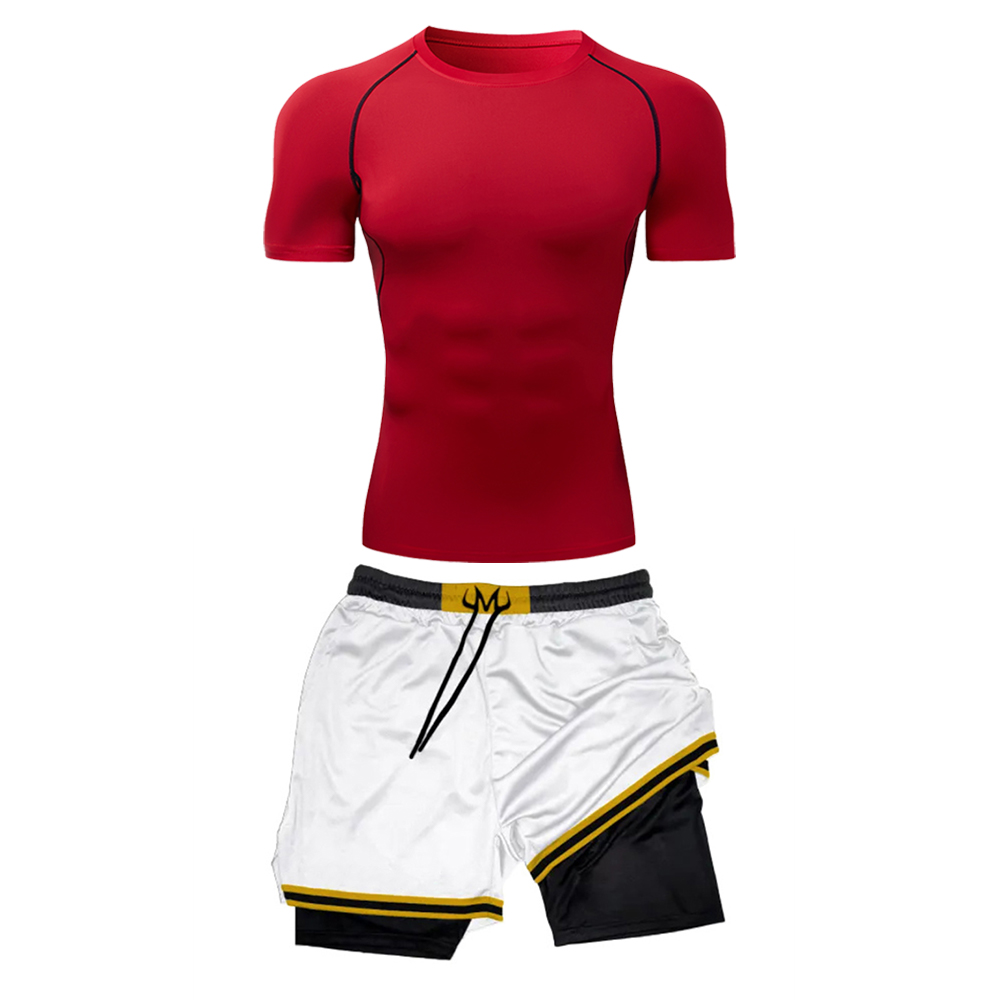 メンズフィットネスコンプレッションTシャツ＆3Dプリントワー - Compression Shorts Athletes のレビューと価格