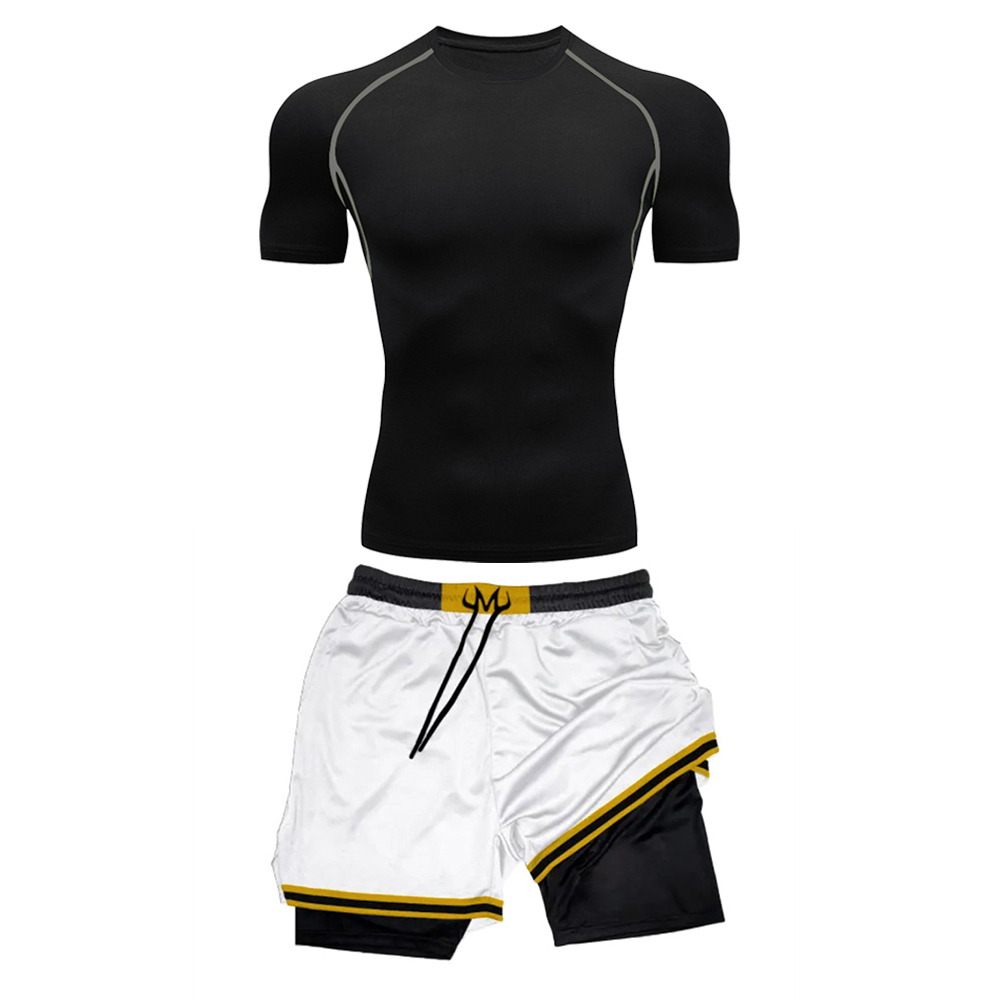 メンズフィットネスコンプレッションTシャツ＆3Dプリントワー - Compression Shorts Athletes のレビューと価格